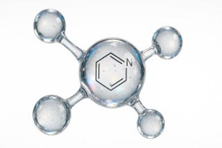 Abstrakte Molekülstruktur von Niacinamid, das Poren verfeinert und die Hautbarriere stärkt - Purida