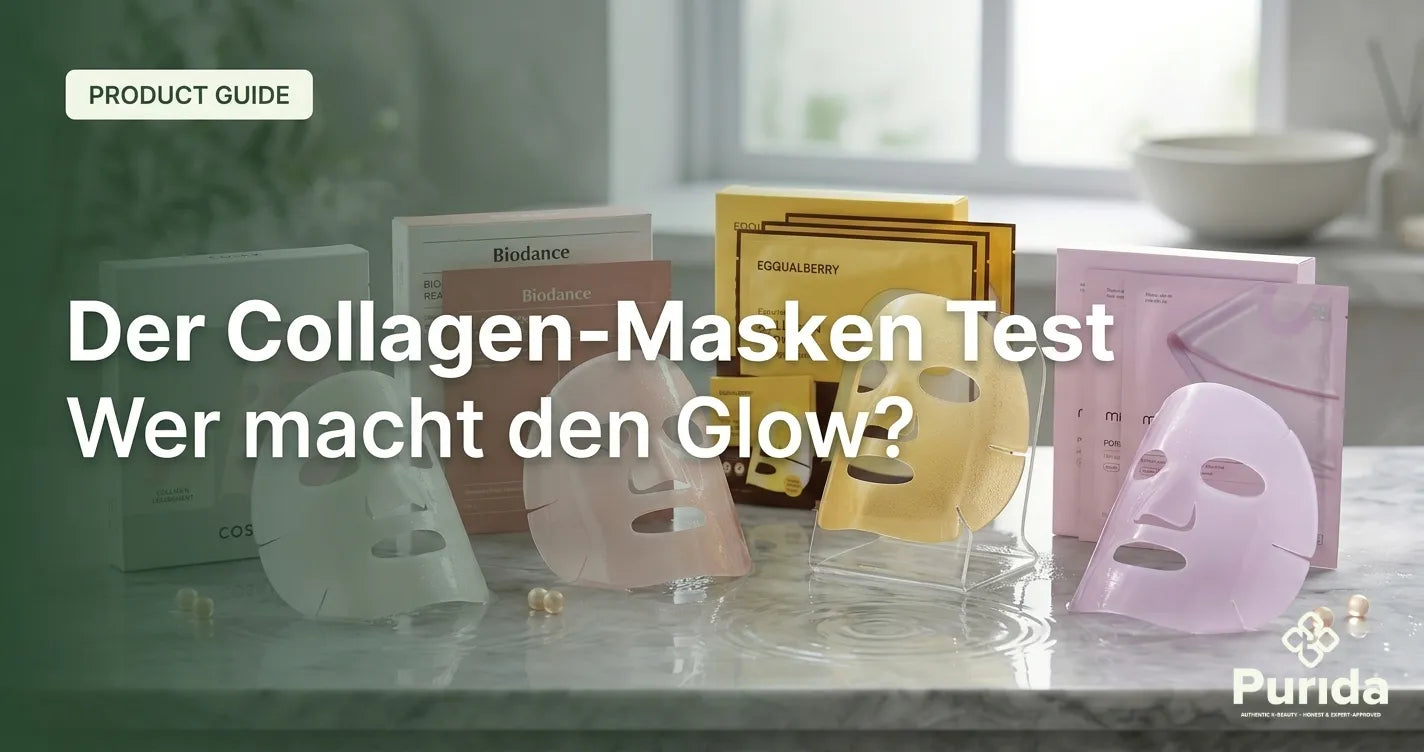 Vergleichstest von Collagen-Masken der Marken COSRX, Biodance, EQQUALBERRY und Medicube.