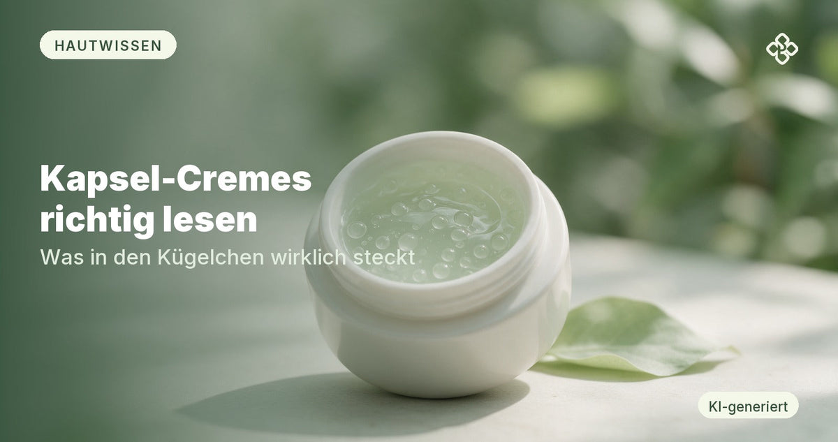 Kapsel-Creme aus der koreanischen Hautpflege mit sichtbaren Kügelchen im Gel