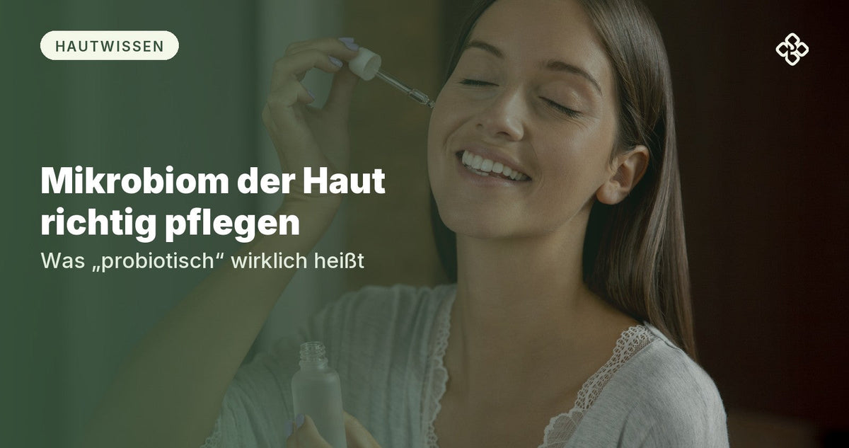 Mikrobiom der Haut richtig pflegen: Frau trägt mit einer Pipette ein Serum auf