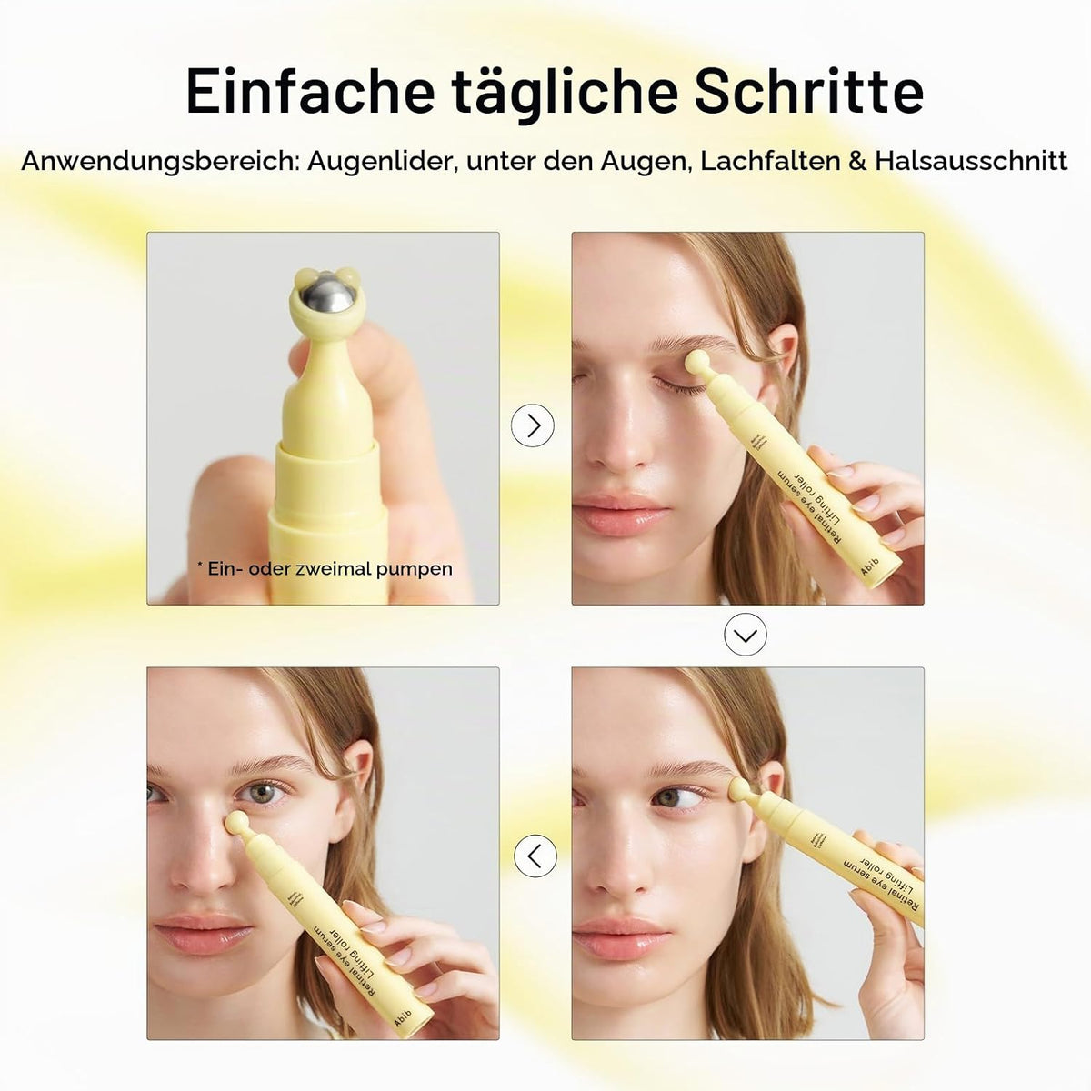 Abib Retinal Eye Serum Lifting Roller 15 ml - Anwendung