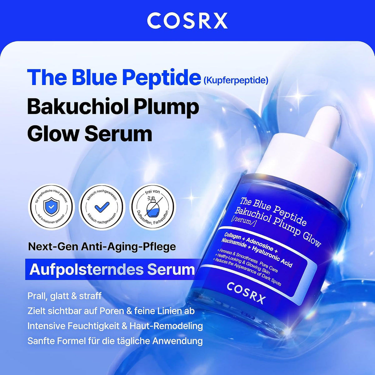COSRX The Blue Peptide Bakuchiol Plump Glow Serum 50 ml, Bild 1