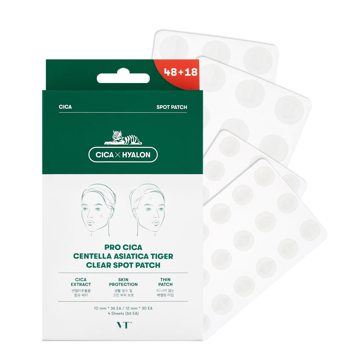 VT Cosmetics Pro Cica Centella Asiatica Tiger Clear Spot Patch 66 Stück
