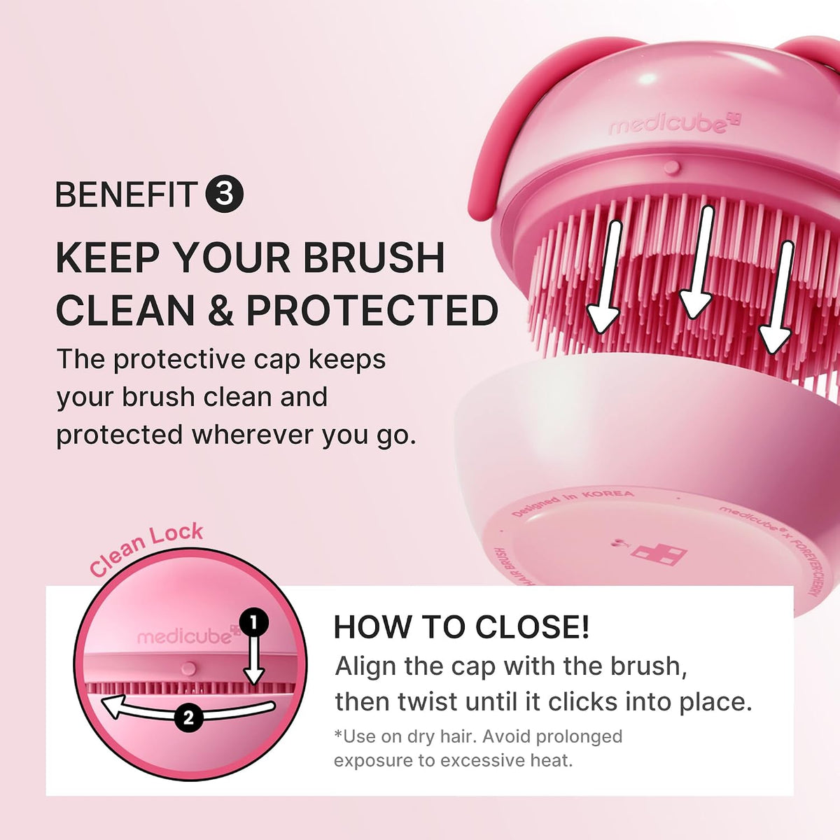 Medicube Cherry Glass Hair Brush Pink - Bild 5