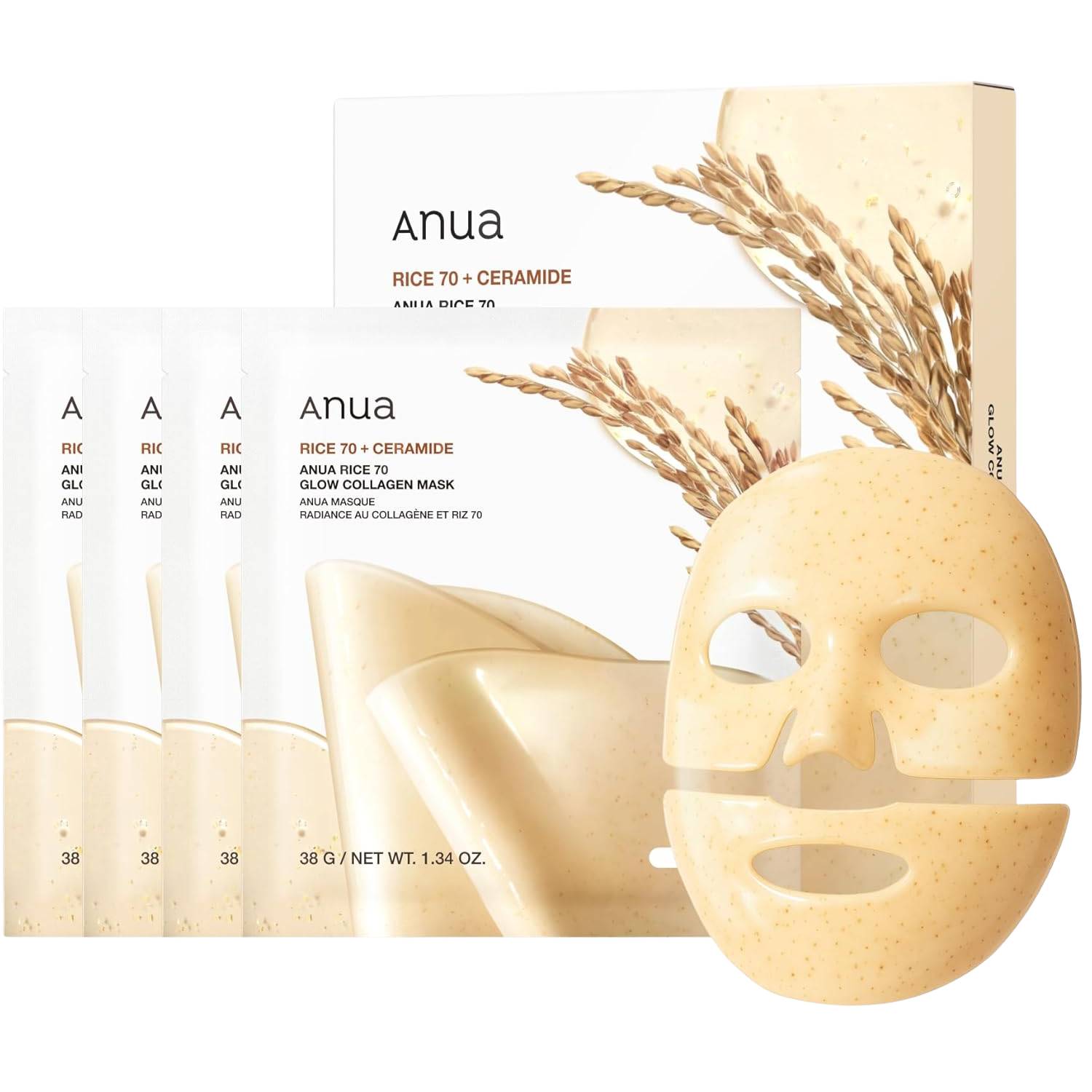 Anua Rice 70 Glow Collagen Mask 4er Pack