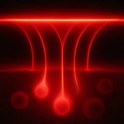 Abstrakte Darstellung der tiefenwirksamen Nahinfrarotstrahlung (850 nm), die in tiefere Gewebeschichten eindringt.