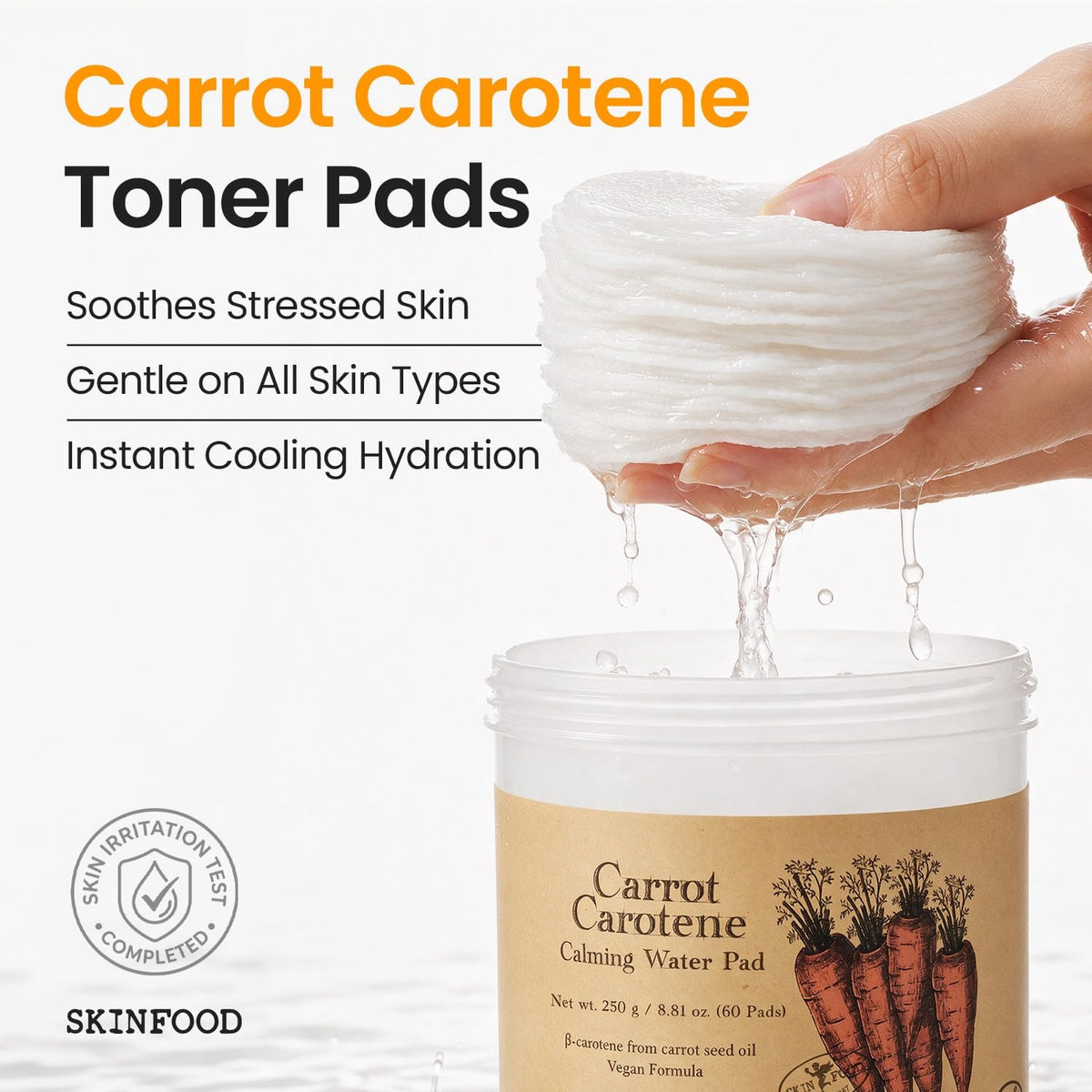 Skinfood Carrot Carotene Calming Water Pad 60 Stück Toner Pads