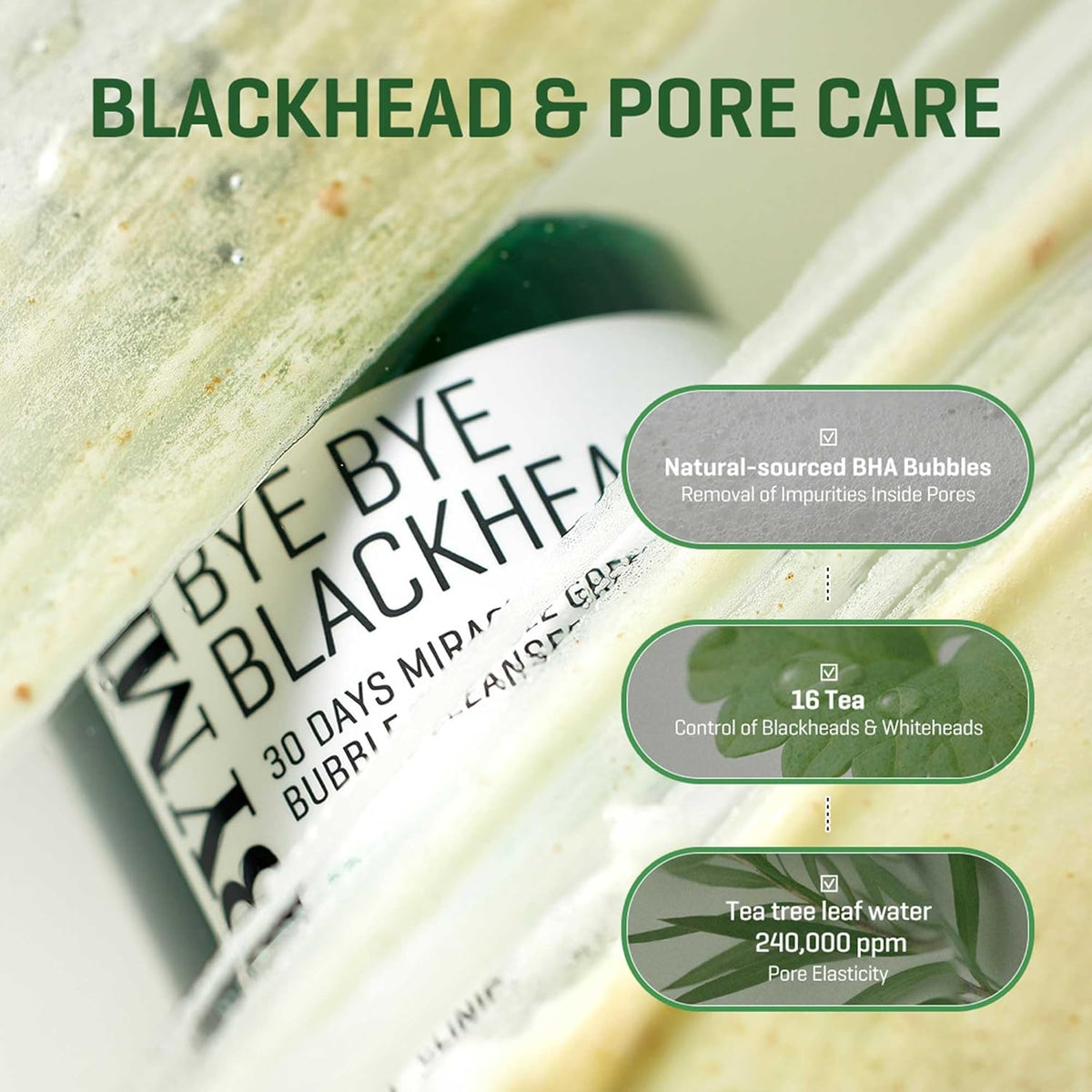 Some By Mi Bye Bye Blackhead 30 days Miracle Green Tea Tox Bubble Cleanser 120 ml – Ansicht 3